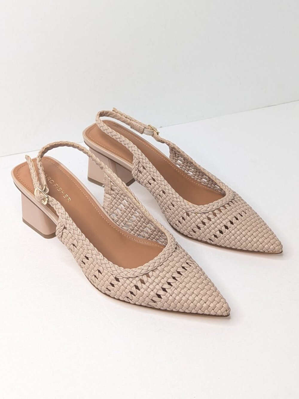 Marc Fisher Lulia Woven Slingback Sandals Tan Womens 8